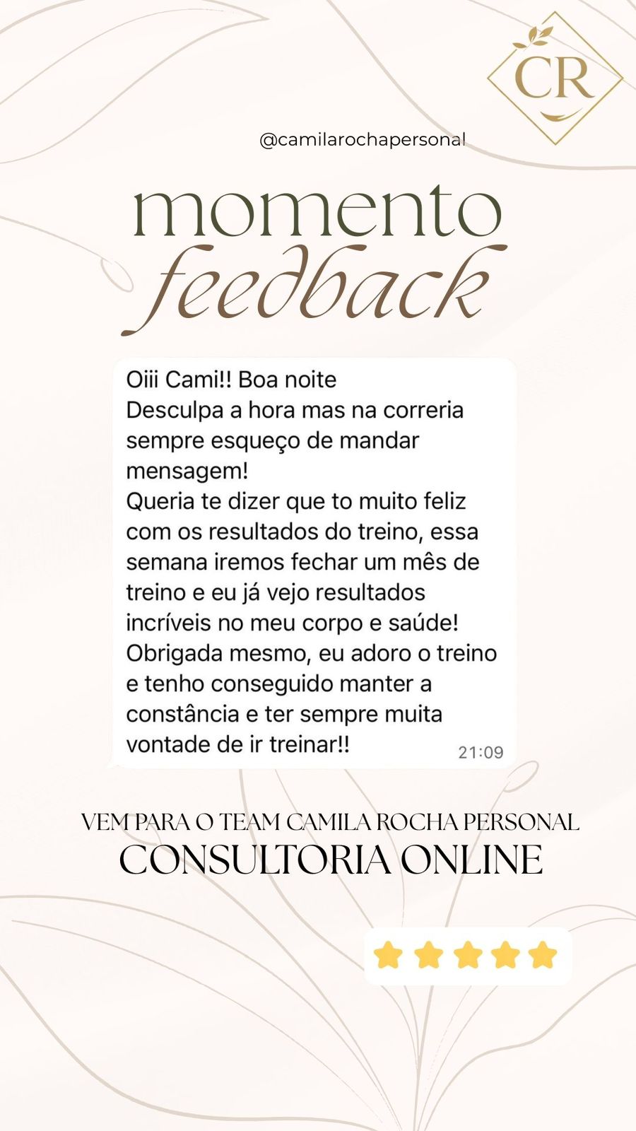 Feedback Cliente Camila Rocha