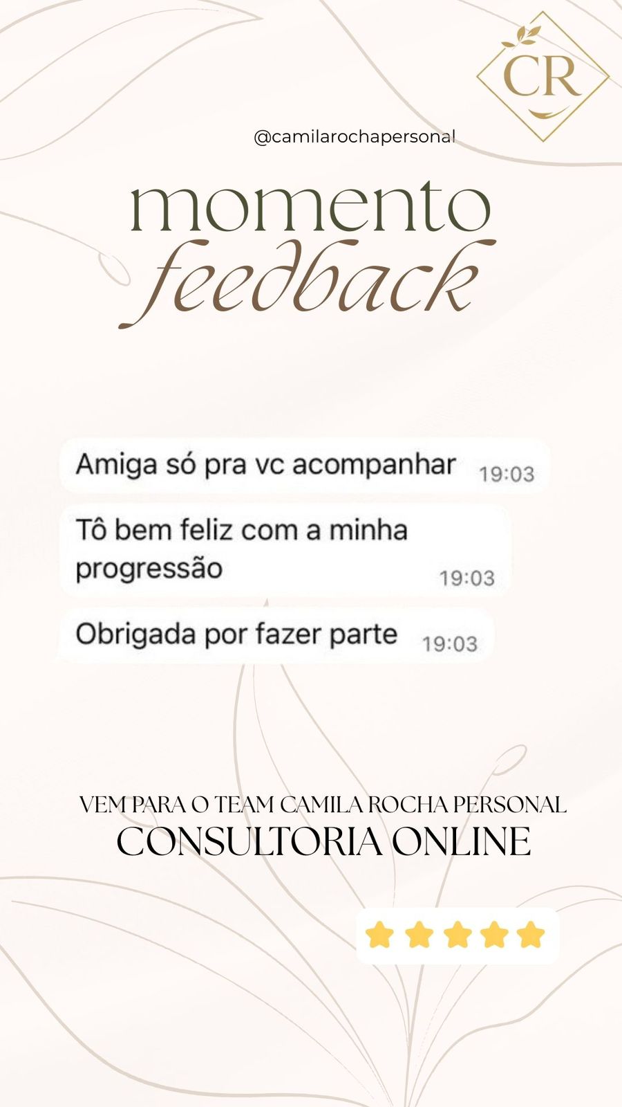 Feedback Cliente Camila Rocha